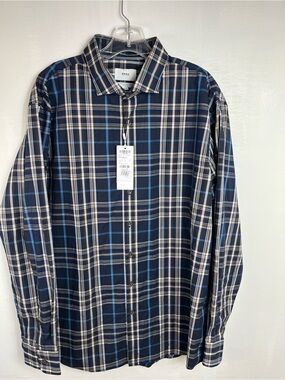 Brax Feel Good Mens Hi-flex & Easy Care Plaid Shirt Long Sleeve Size XL